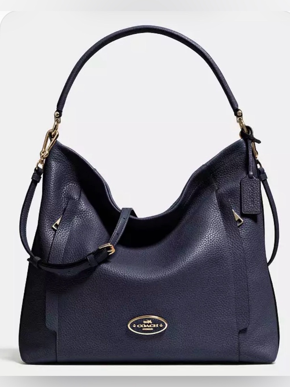 NWT - Coach Large Scout Hobo Convertible Navy Pebble Leather